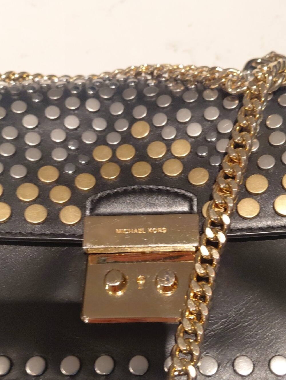 Michael Kors Black Crossbody Bag with Gold and Silver Studs - Picture 3 of 4